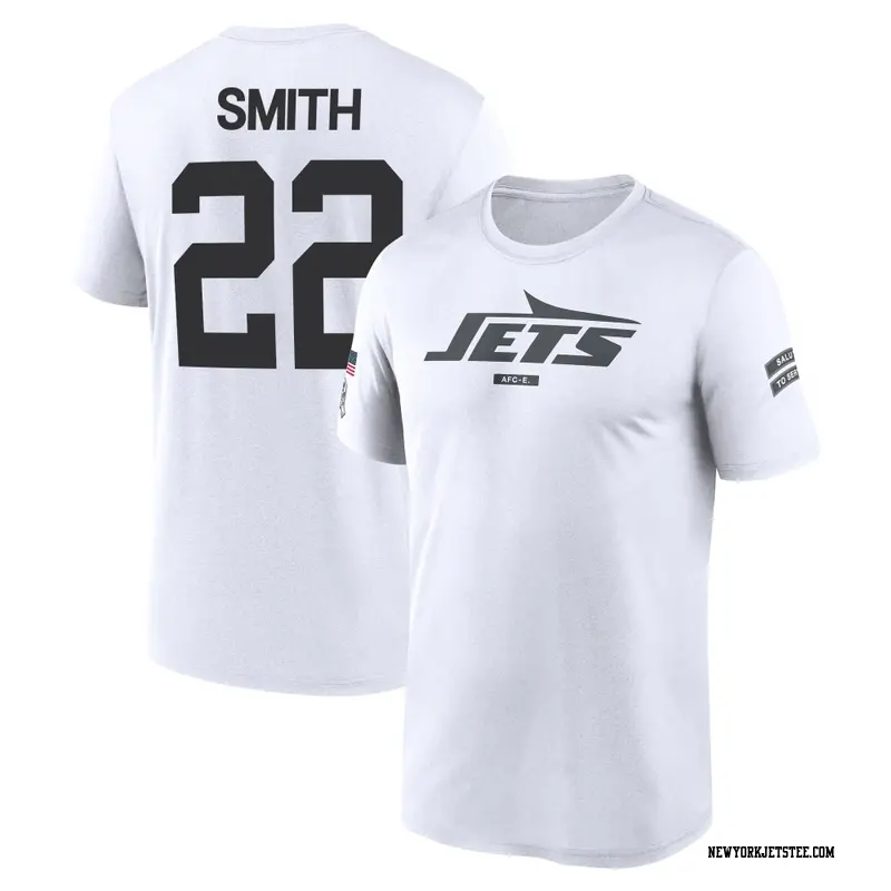 Men's New York Jets ＃22 Keidron Smith White 2024 Salute to Service Performance T-Shirt