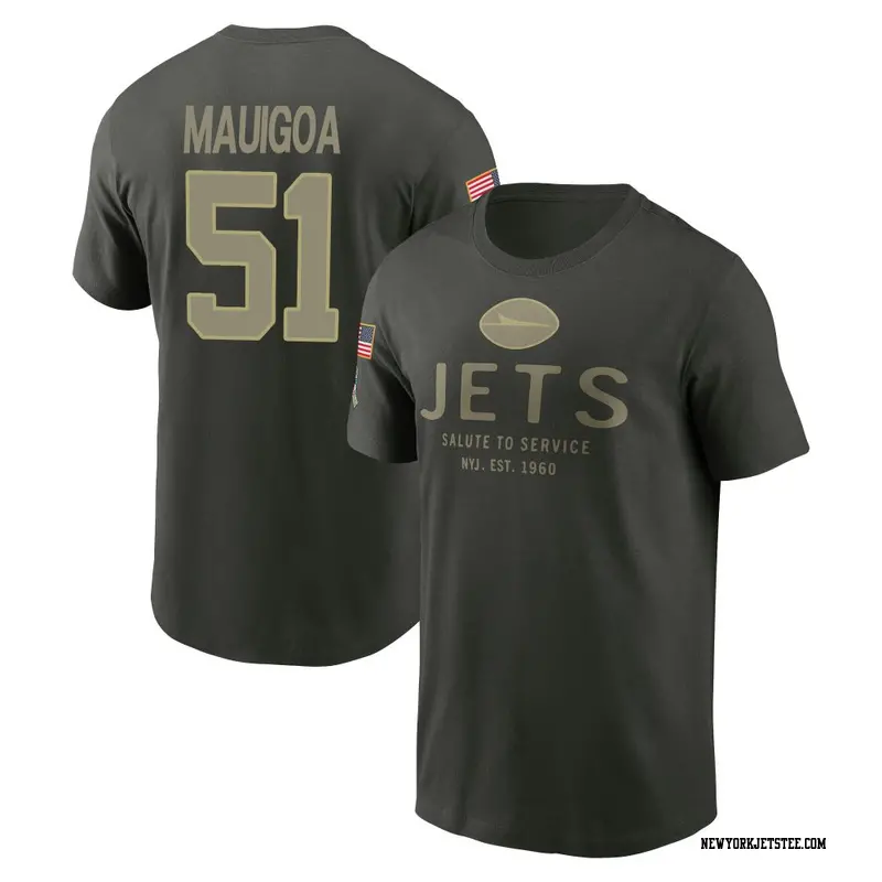 Men's New York Jets ＃51 Kiko Mauigoa Forest/Green 2025 Salute to Service Sideline Primary Edge T-Shirt