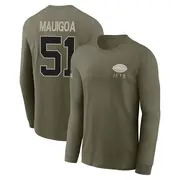 Men's New York Jets ＃51 Kiko Mauigoa Olive 2025 Salute to Service Sideline Long Sleeve T-Shirt