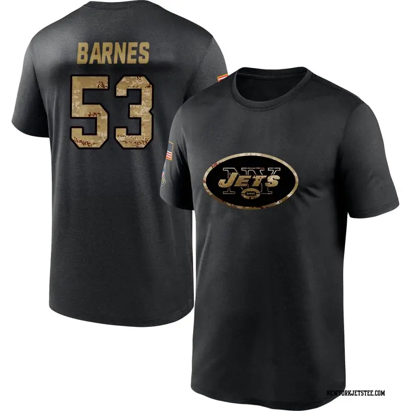 Men's New York Jets ＃53 Zaire Barnes Black 2020 Salute To Service Performance T-Shirt