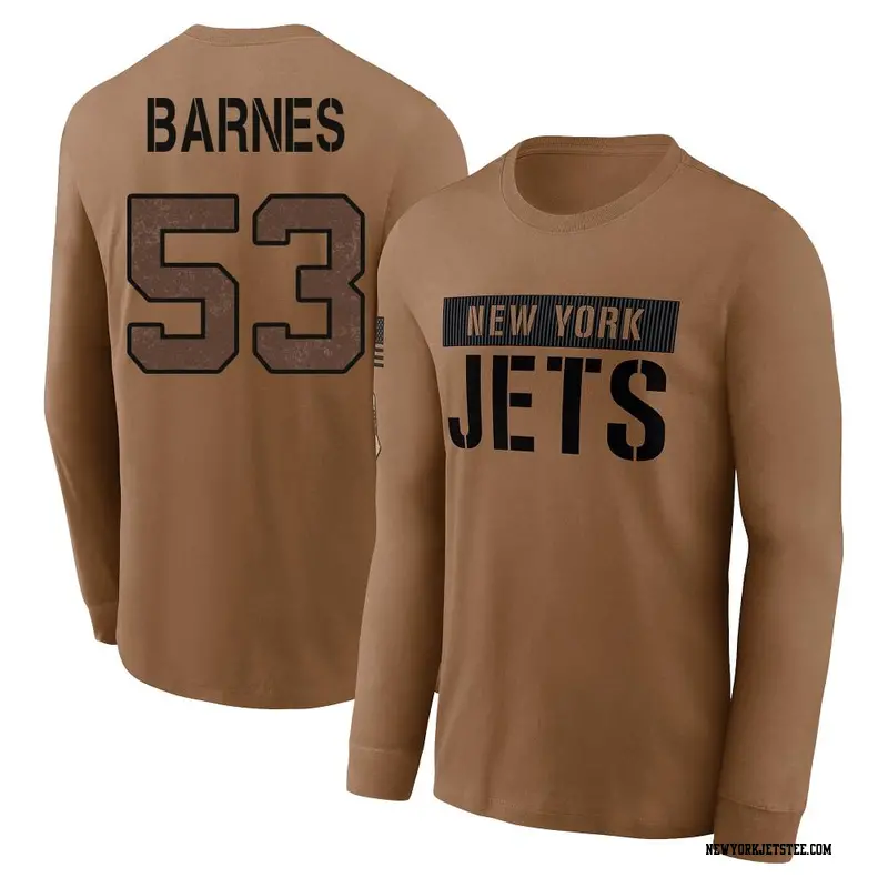 Men's New York Jets ＃53 Zaire Barnes Brown 2023 Salute To Service Long Sleeve T-Shirt