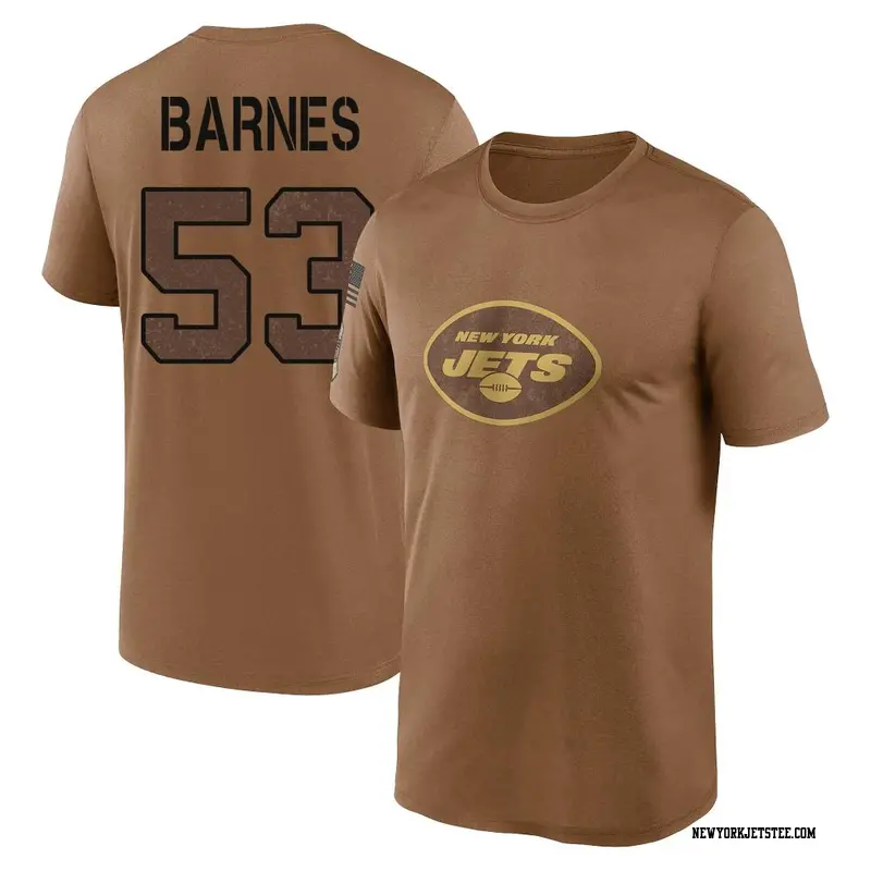 Men's New York Jets ＃53 Zaire Barnes Brown 2023 Salute To Service Performance T-Shirt