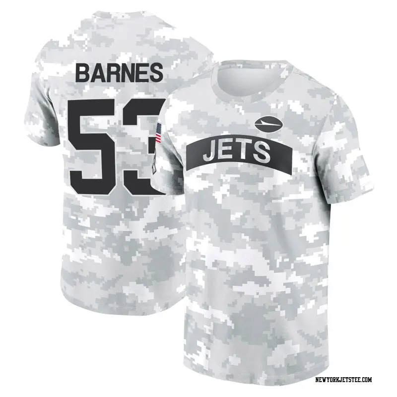 Men's New York Jets ＃53 Zaire Barnes Camo Arctic 2024 Salute to Service Performance T-Shirt