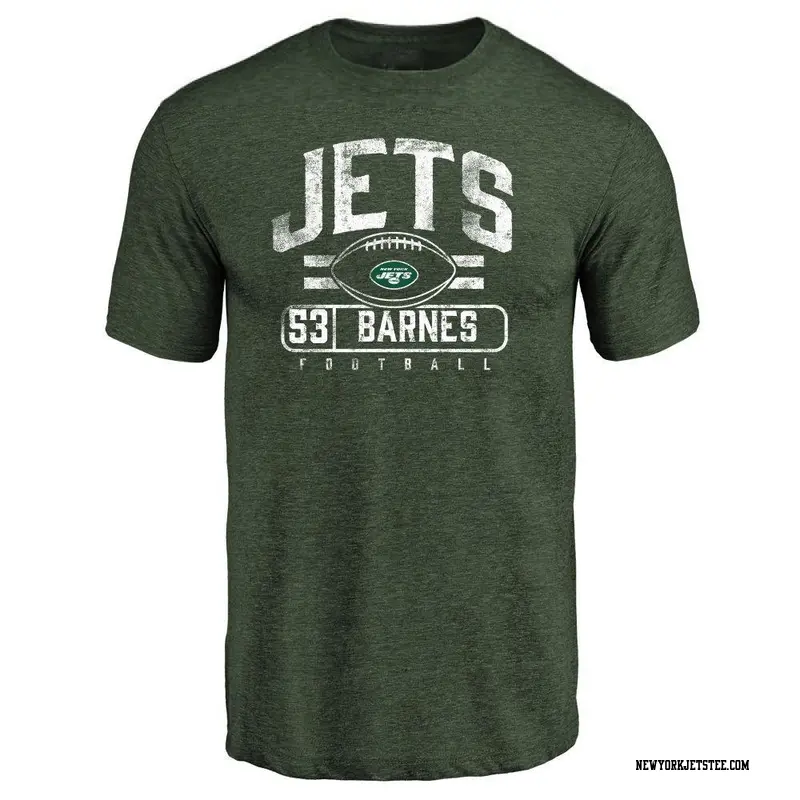 Men's New York Jets ＃53 Zaire Barnes Green Flanker T-Shirt