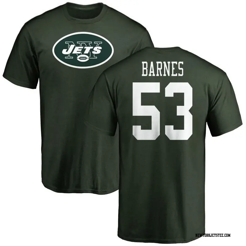 Men's New York Jets ＃53 Zaire Barnes Green Name & Number Logo T-Shirt