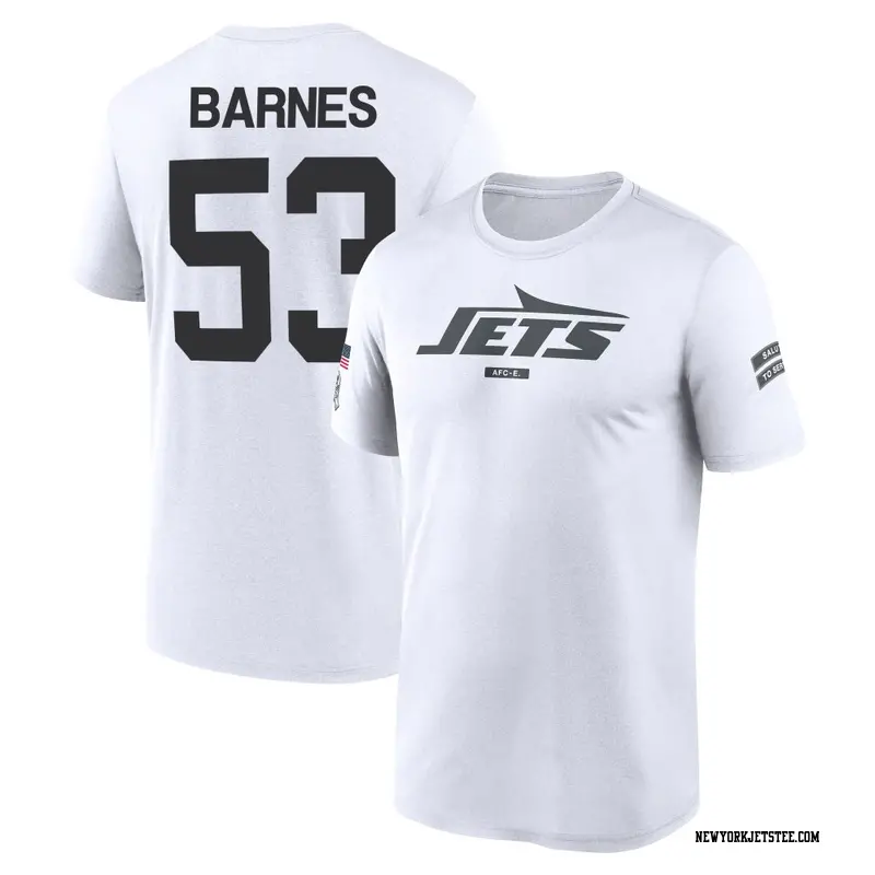 Men's New York Jets ＃53 Zaire Barnes White 2024 Salute to Service Performance T-Shirt
