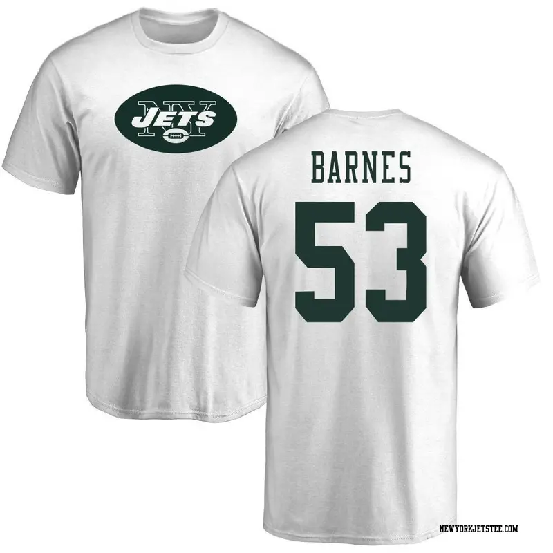 Men's New York Jets ＃53 Zaire Barnes White Name & Number Logo T-Shirt