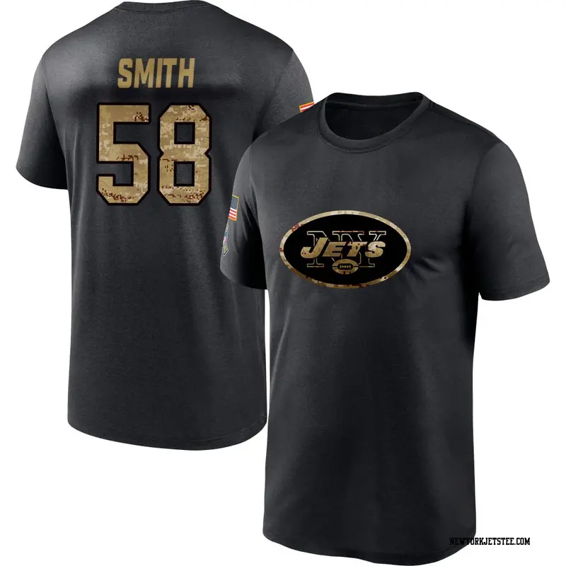 Men's New York Jets ＃58 Mazi Smith Black 2020 Salute To Service Performance T-Shirt