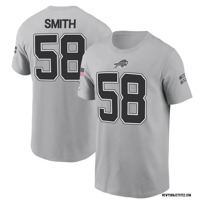 Men's New York Jets ＃58 Mazi Smith Gray 2024 Salute to Service Name & Number T-Shirt
