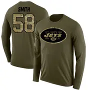 Men's New York Jets ＃58 Mazi Smith Olive Salute to Service Sideline Long Sleeve T-Shirt
