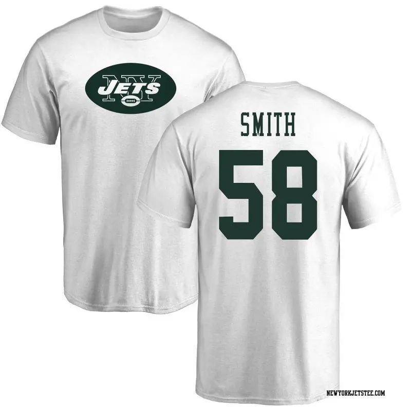 Men's New York Jets ＃58 Mazi Smith White Name & Number Logo T-Shirt