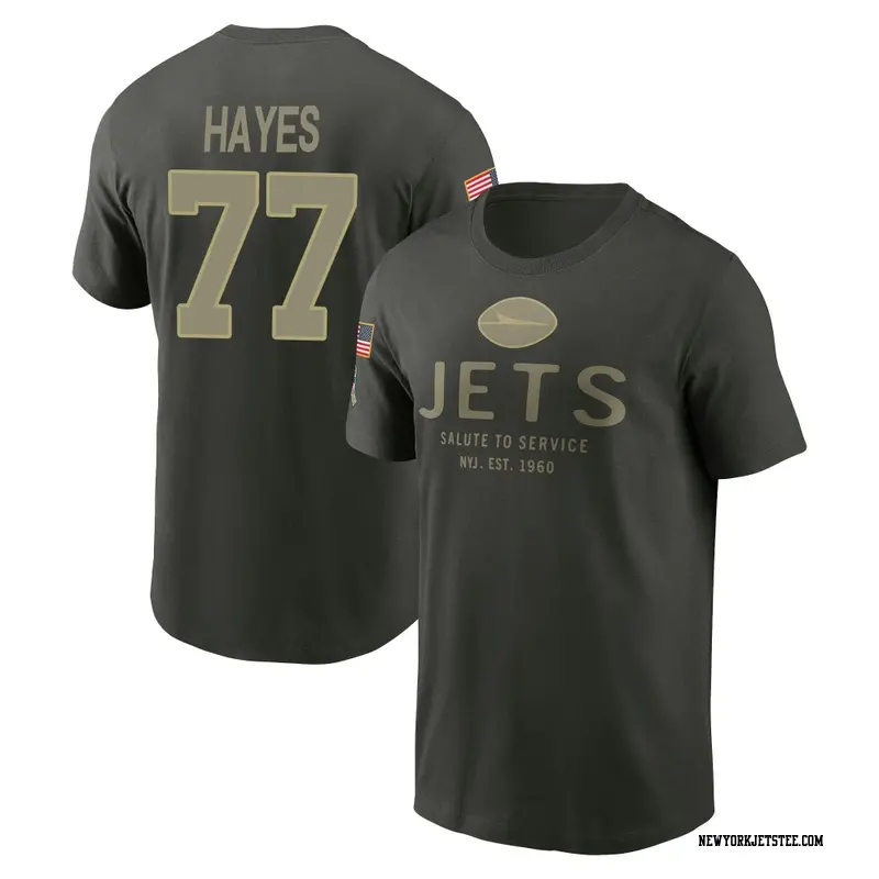 Men's New York Jets ＃77 Marquis Hayes Forest/Green 2025 Salute to Service Sideline Primary Edge T-Shirt