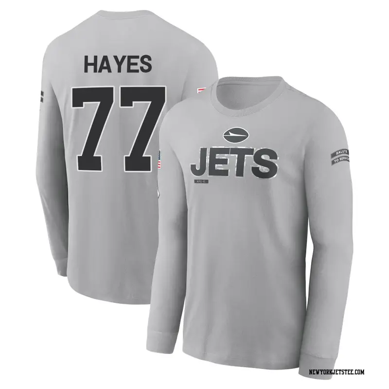Men's New York Jets ＃77 Marquis Hayes Gray 2024 Salute to Service Long Sleeve T-Shirt