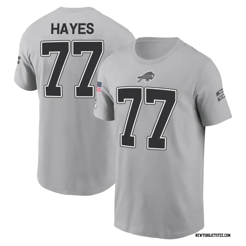 Men's New York Jets ＃77 Marquis Hayes Gray 2024 Salute to Service Name & Number T-Shirt
