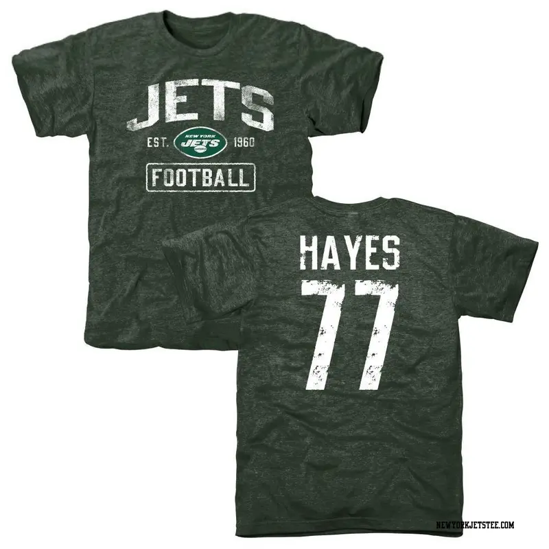 Men's New York Jets ＃77 Marquis Hayes Green Distressed Name & Number T-Shirt