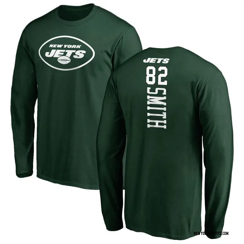Men's New York Jets ＃82 Arian Smith Green Backer Long Sleeve T-Shirt