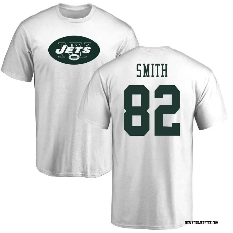 Men's New York Jets ＃82 Arian Smith White Name & Number Logo T-Shirt