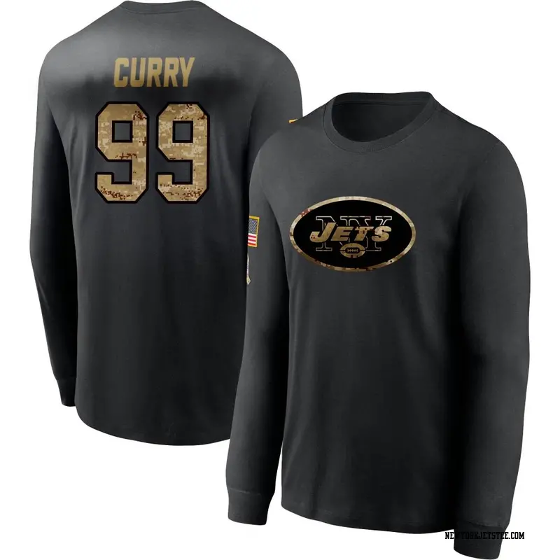 Men's New York Jets ＃99 Vinny Curry Black 2020 Salute To Service Sideline Performance Long Sleeve T-Shirt