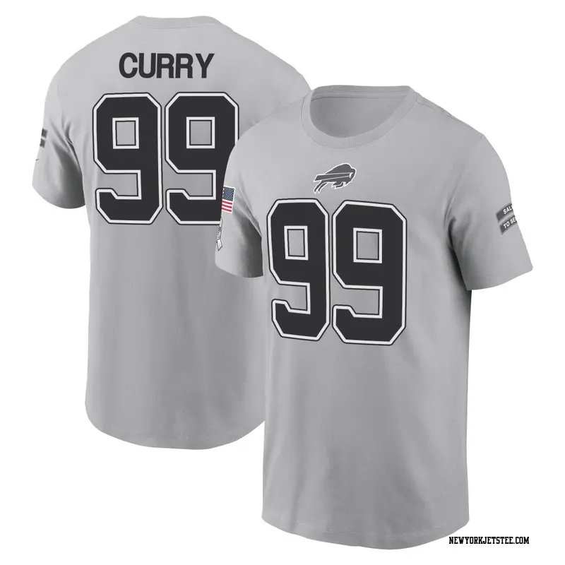 Men's New York Jets ＃99 Vinny Curry Gray 2024 Salute to Service Name & Number T-Shirt