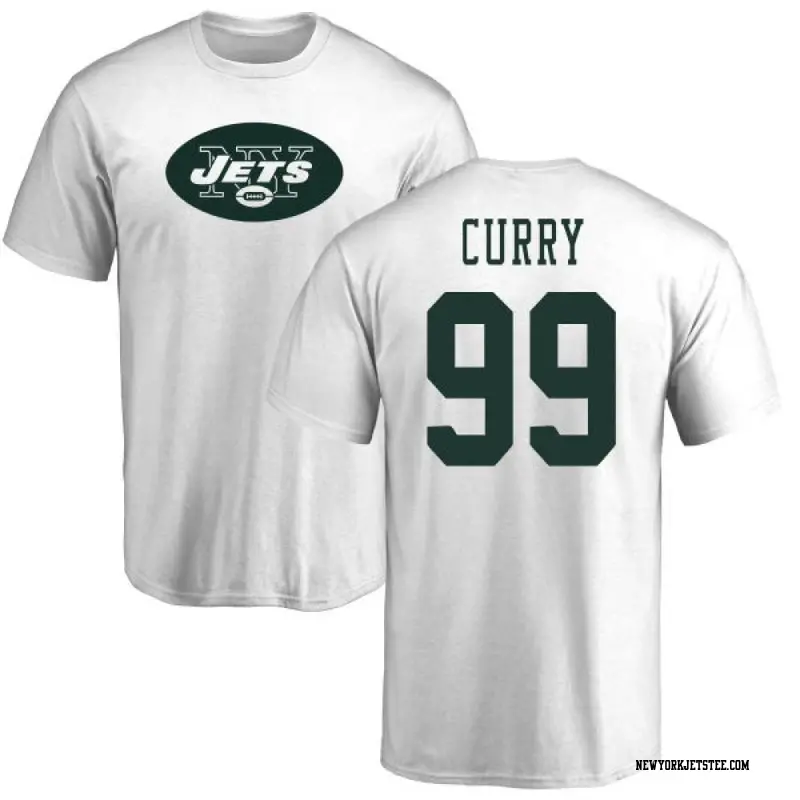 Men's New York Jets ＃99 Vinny Curry White Name & Number Logo T-Shirt