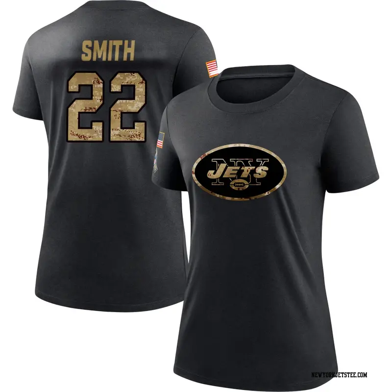 Women's New York Jets ＃22 Keidron Smith Black 2020 Salute To Service Performance T-Shirt