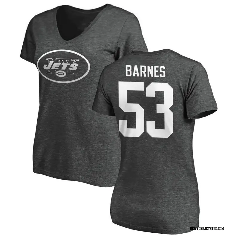 Women's New York Jets ＃53 Zaire Barnes Ash One Color T-Shirt