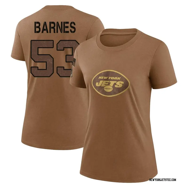 Women's New York Jets ＃53 Zaire Barnes Brown 2023 Salute To Service Performance T-Shirt