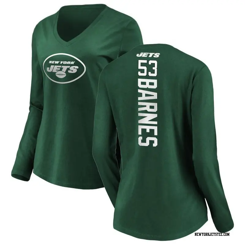 Women's New York Jets ＃53 Zaire Barnes Green Backer Slim Fit Long Sleeve T-Shirt