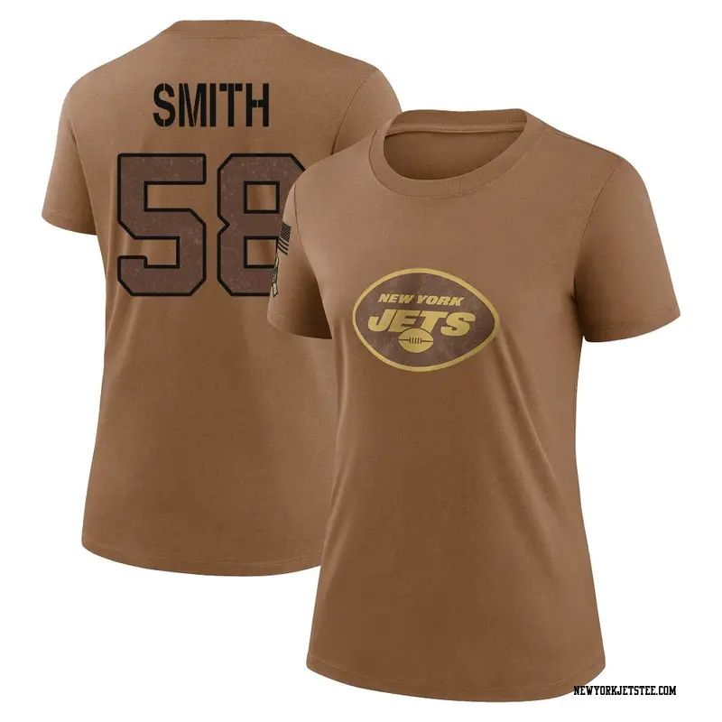 Women's New York Jets ＃58 Mazi Smith Brown 2023 Salute To Service Performance T-Shirt