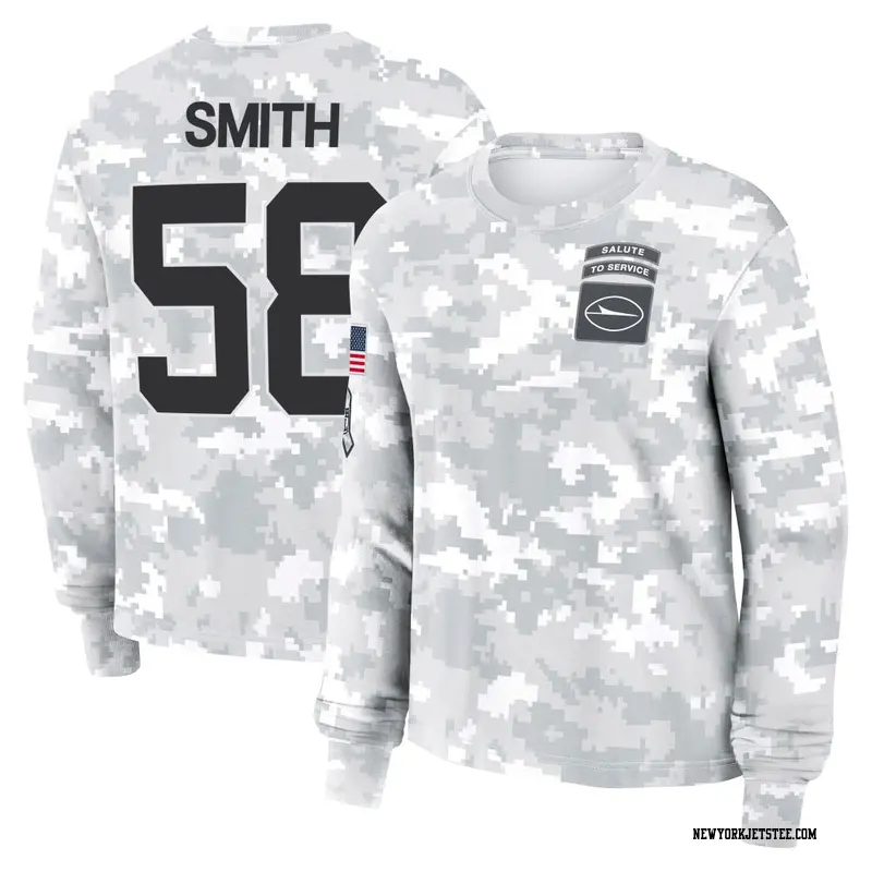 Women's New York Jets ＃58 Mazi Smith Camo Arctic 2024 Salute to Service Long Sleeve T-Shirt