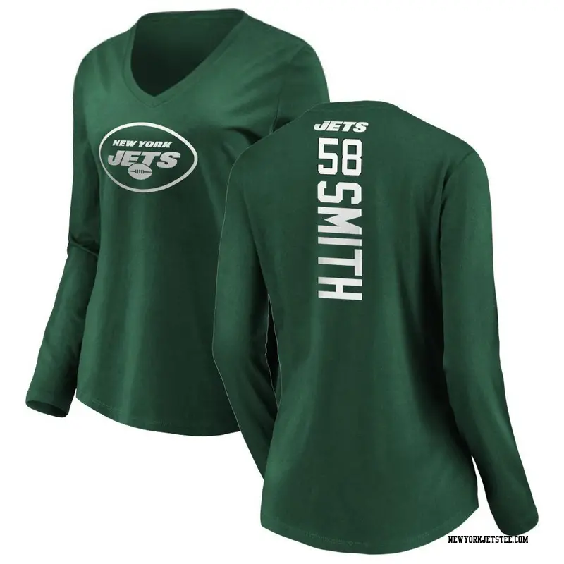 Women's New York Jets ＃58 Mazi Smith Green Backer Slim Fit Long Sleeve T-Shirt