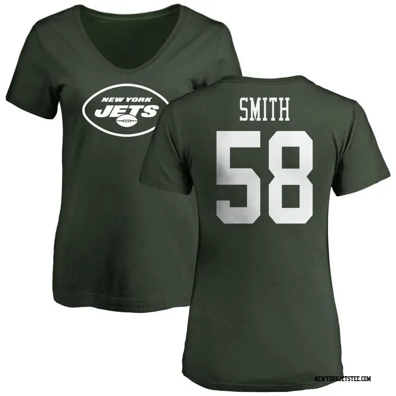 Women's New York Jets ＃58 Mazi Smith Green Name & Number Logo Slim Fit T-Shirt