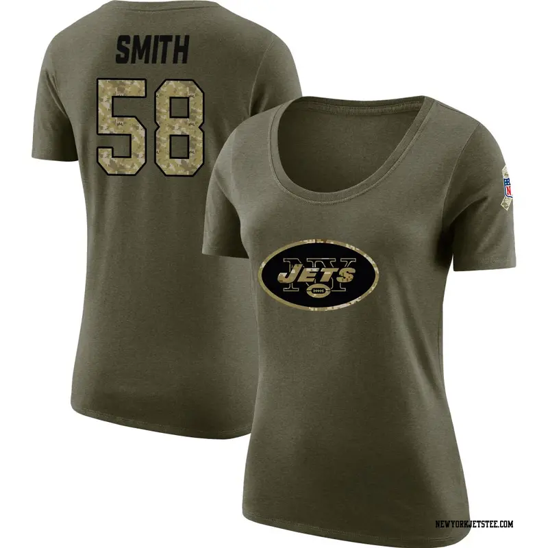Women's New York Jets ＃58 Mazi Smith Olive Salute to Service Scoop Neck T-Shirt