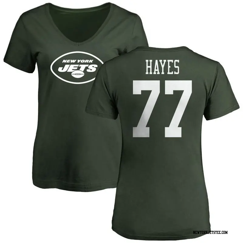 Women's New York Jets ＃77 Marquis Hayes Green Name & Number Logo Slim Fit T-Shirt