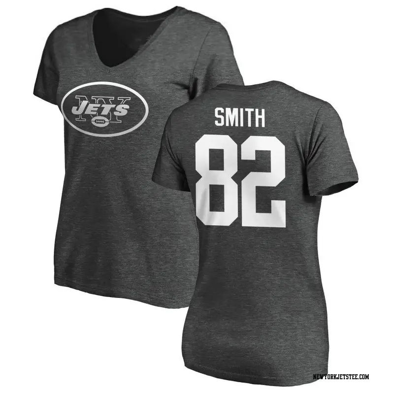 Women's New York Jets ＃82 Arian Smith Ash One Color T-Shirt