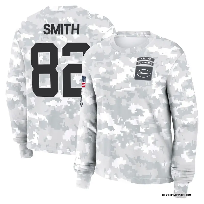 Women's New York Jets ＃82 Arian Smith Camo Arctic 2024 Salute to Service Long Sleeve T-Shirt