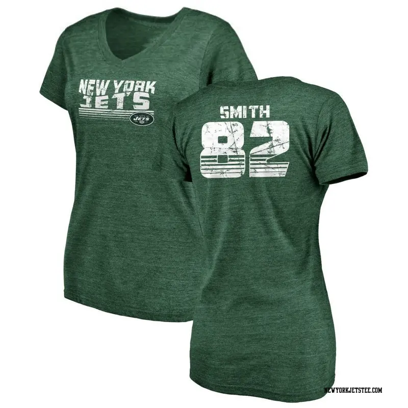 Women's New York Jets ＃82 Arian Smith Green Retro V-Neck T-Shirt