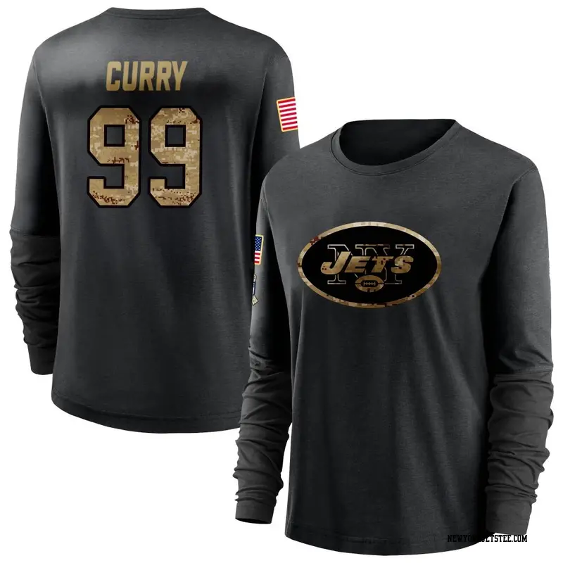 Women's New York Jets ＃99 Vinny Curry Black 2020 Salute To Service Sideline Performance Long Sleeve T-Shirt