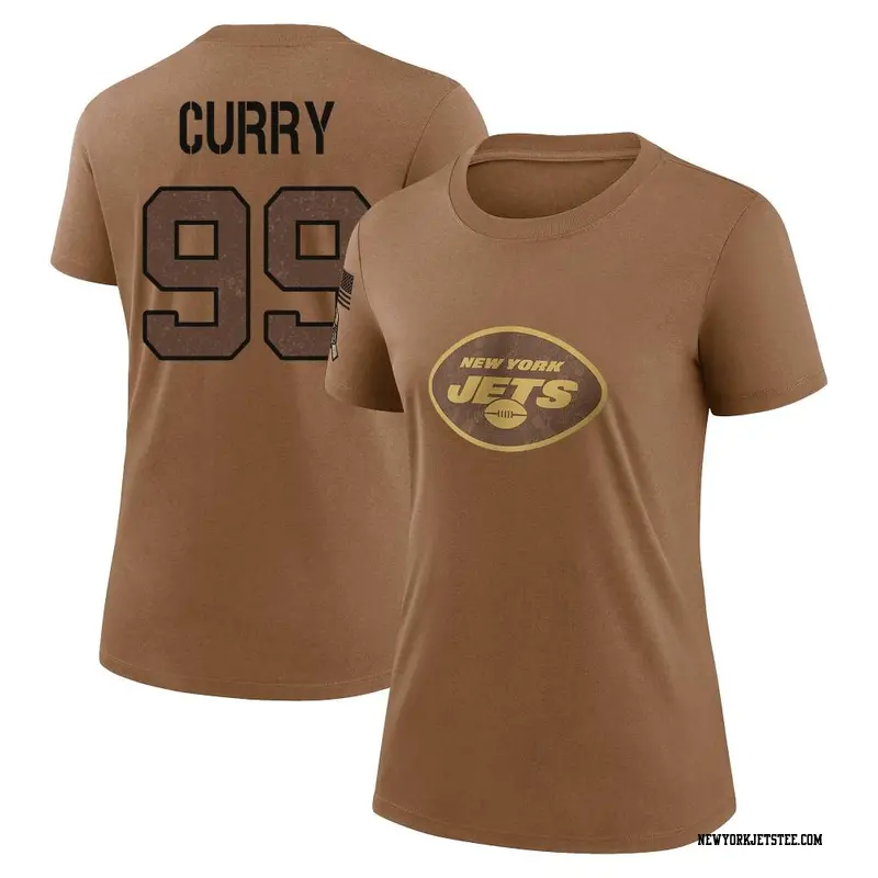 Women's New York Jets ＃99 Vinny Curry Brown 2023 Salute To Service Performance T-Shirt