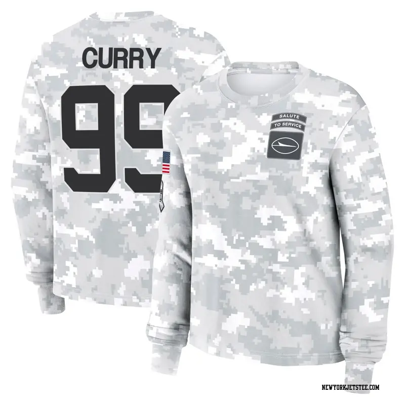 Women's New York Jets ＃99 Vinny Curry Camo Arctic 2024 Salute to Service Long Sleeve T-Shirt