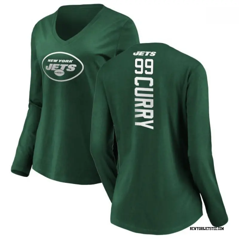Women's New York Jets ＃99 Vinny Curry Green Backer Slim Fit Long Sleeve T-Shirt
