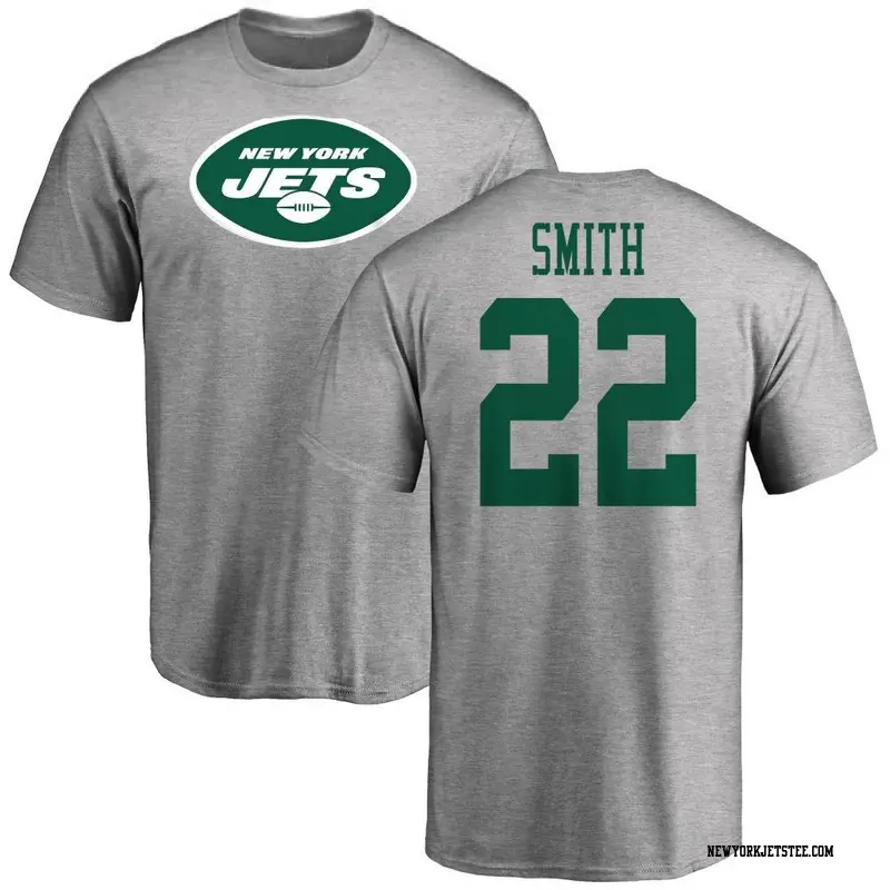 Youth New York Jets ＃22 Keidron Smith Ash Name & Number Logo T-Shirt