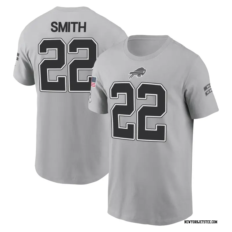 Youth New York Jets ＃22 Keidron Smith Gray 2024 Salute to Service Name & Number T-Shirt