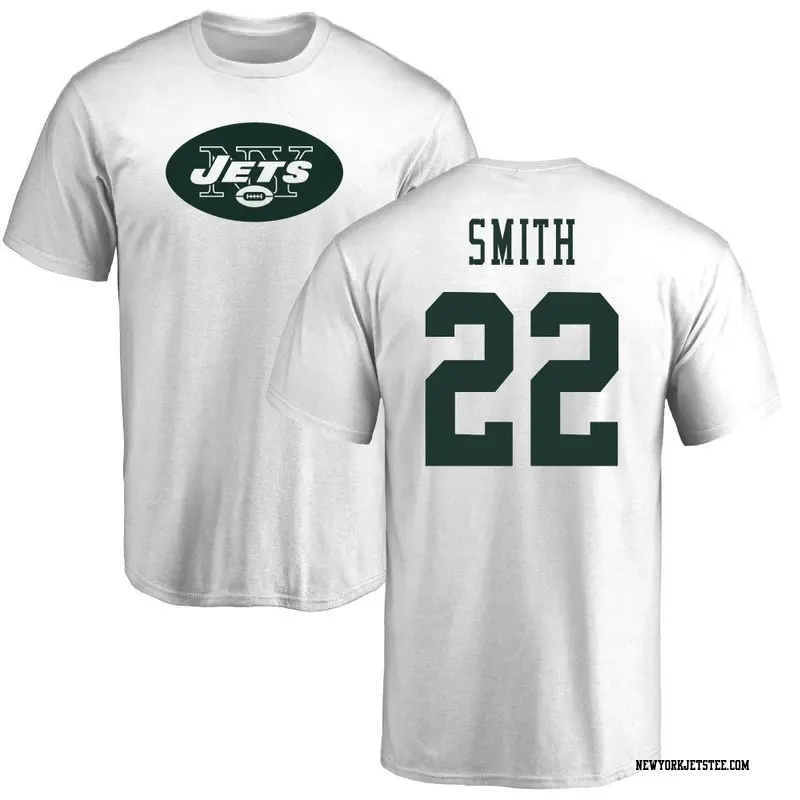 Youth New York Jets ＃22 Keidron Smith White Name & Number Logo T-Shirt