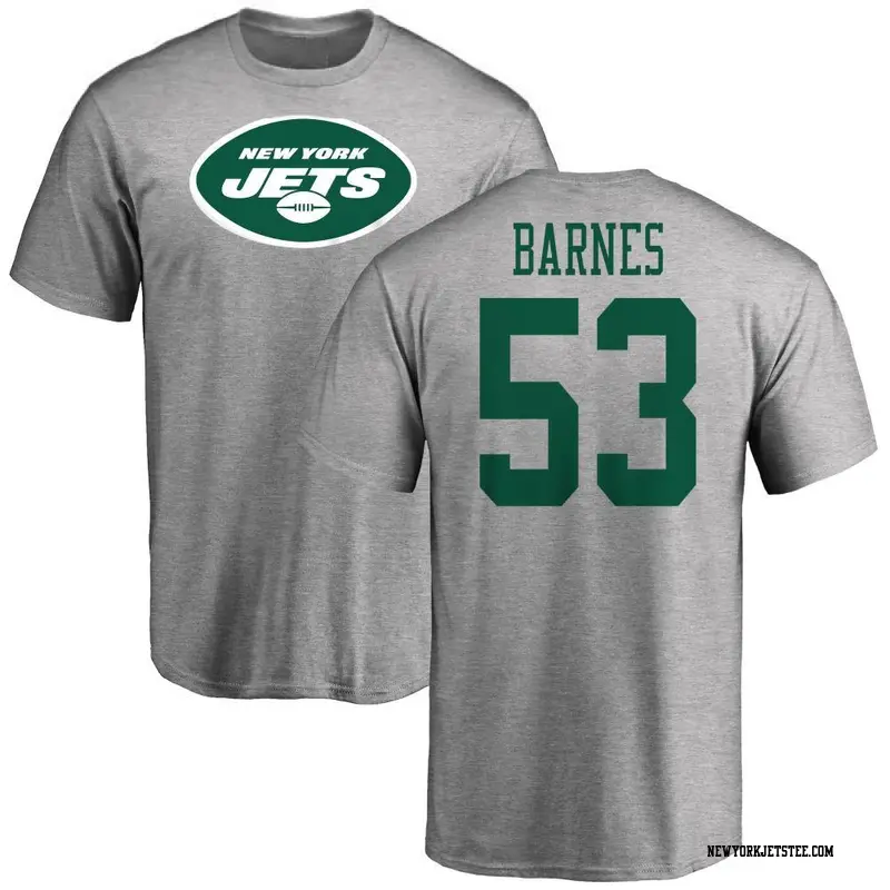 Youth New York Jets ＃53 Zaire Barnes Ash Name & Number Logo T-Shirt