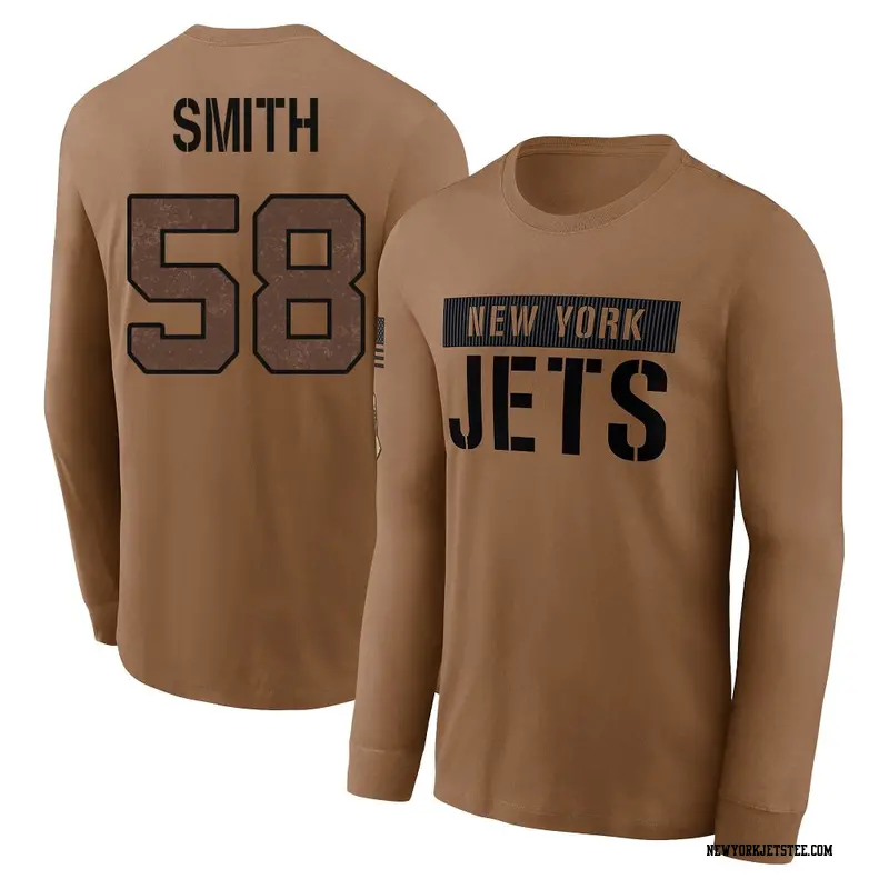 Youth New York Jets ＃58 Mazi Smith Brown 2023 Salute To Service Long Sleeve T-Shirt
