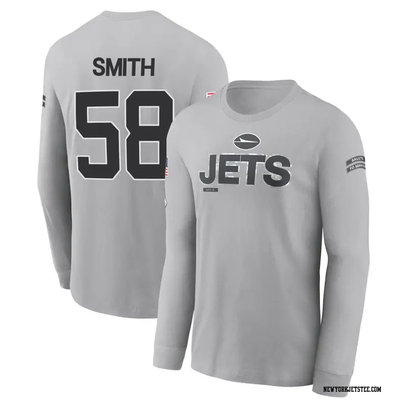 Youth New York Jets ＃58 Mazi Smith Gray 2024 Salute to Service Long Sleeve T-Shirt
