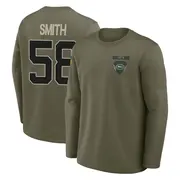 Youth New York Jets ＃58 Mazi Smith Olive 2025 Salute to Service Sideline Coaches Long Sleeve T-Shirt