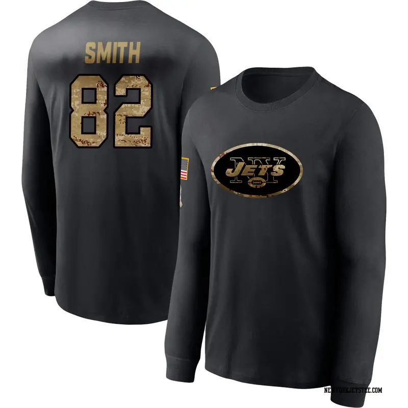 Youth New York Jets ＃82 Arian Smith Black 2020 Salute To Service Sideline Performance Long Sleeve T-Shirt
