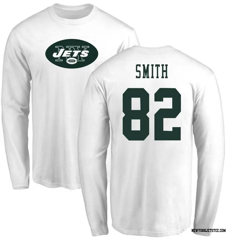 Youth New York Jets ＃82 Arian Smith White Name & Number Logo Long Sleeve T-Shirt